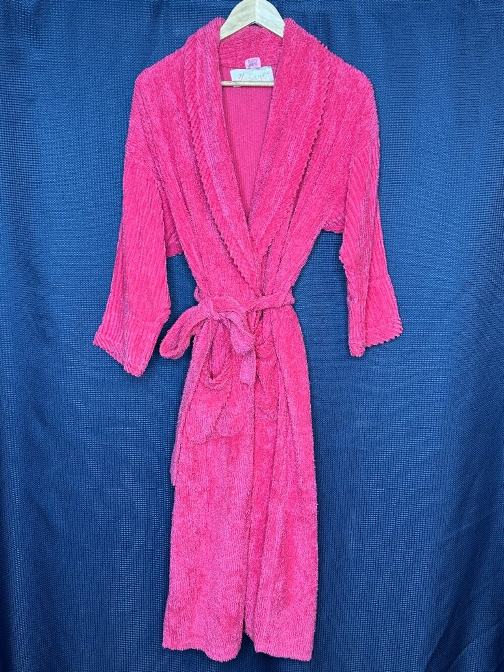 Vintage Herbcraft Chenile Robe, Belted Pockets, SZ Small Made in USA Cottagecore